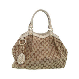 Gucci Sukey Tote Shoulder Bag GG monogram canvas leather Beige Brown